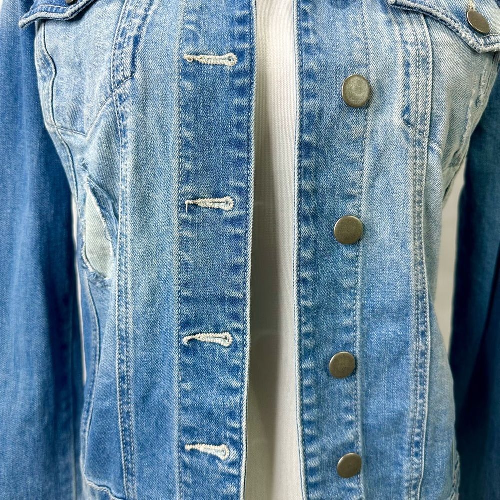 Kut from the Kloth Amelia Light Blue Distressed Jean Jacket Size S - Picture 7 of 16